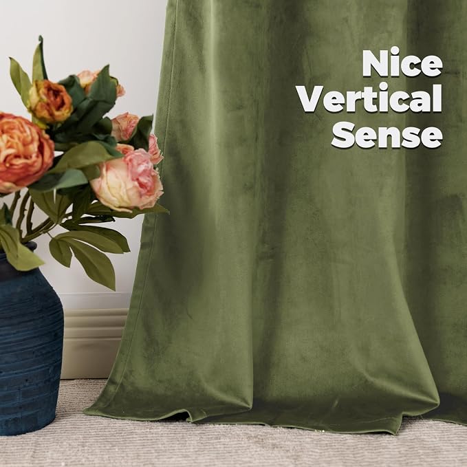 BGment Luxury Velvet Blackout Curtains 90 Inches Long, 2 Panels, Sage Green | - Image 9