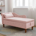 Aoowow Pink Velvet Bedroom Storage Bench End of Bed, Rolled Arm Couch Indoor by Aoowow