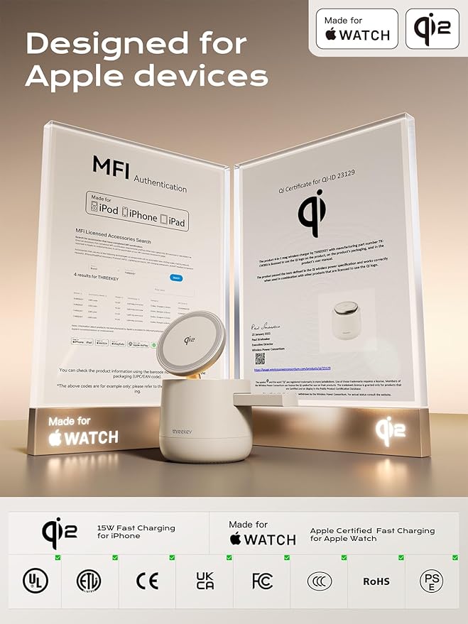 4 in 1 Qi2 Magnetic Wireless Charging Station, 15W Fast Charger - Image 2