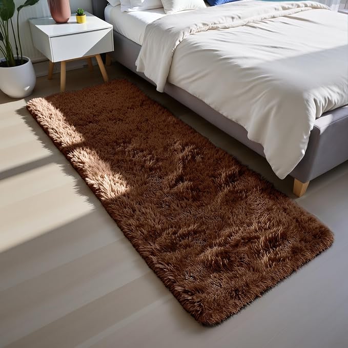 Brown 2x6 Area Rugs for Bedroom, Fluffy Shag Rug Small Rug Bedroom Carpet | by Yongyangjuxi