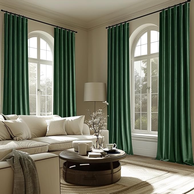 MIULEE Velvet Blackout Curtains 52x108 inches 2 Panels Hunter Green | Luxury - Image 5