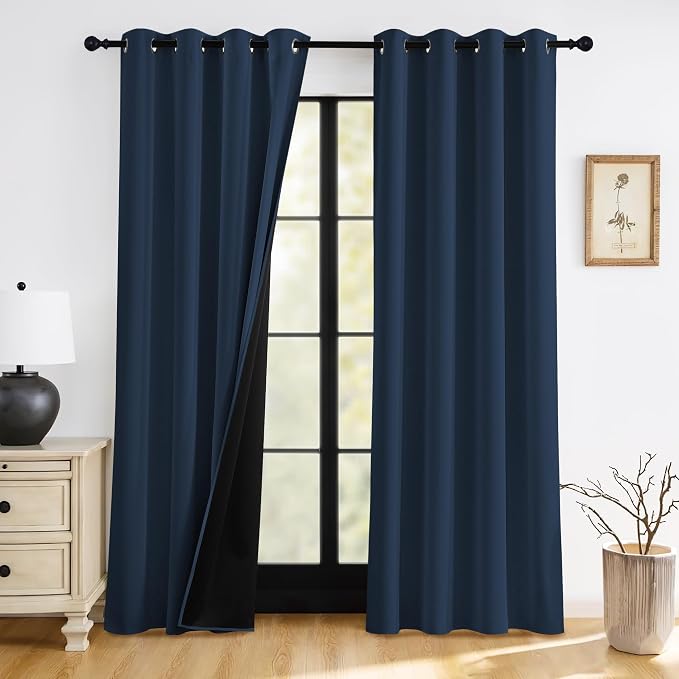 RYB HOME 100% Blackout Bedroom Curtains, Thermal Insulated Curtains | Heat & UV by RYBHOME