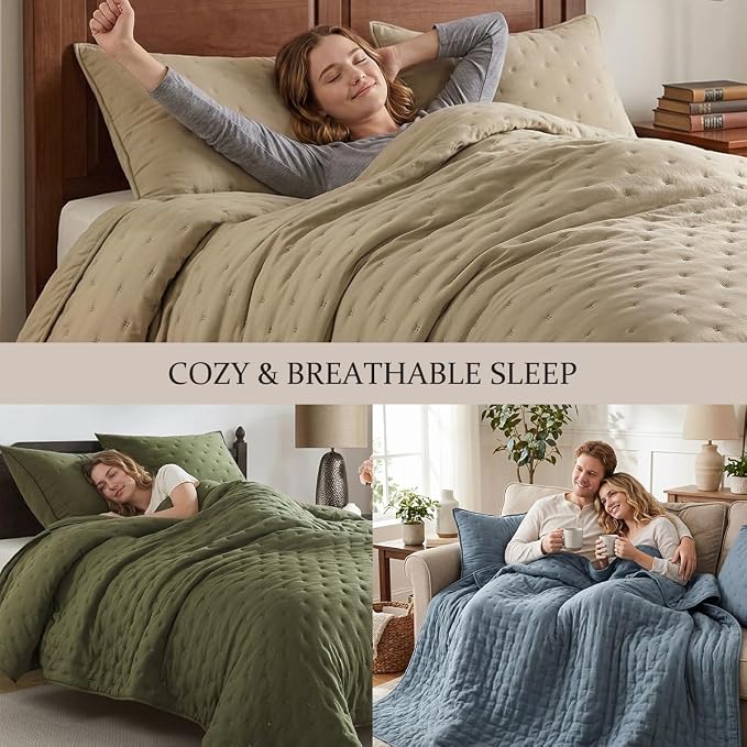 ROARINGWILD Light Grey King Size Quilt Bedding Sets - Image 5