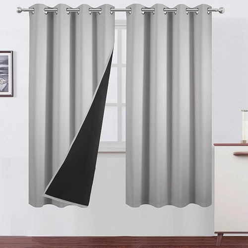 100% Blackout Curtains 52 x 72 Inch/Light Grey Curtains 2 Panels by Lemomo