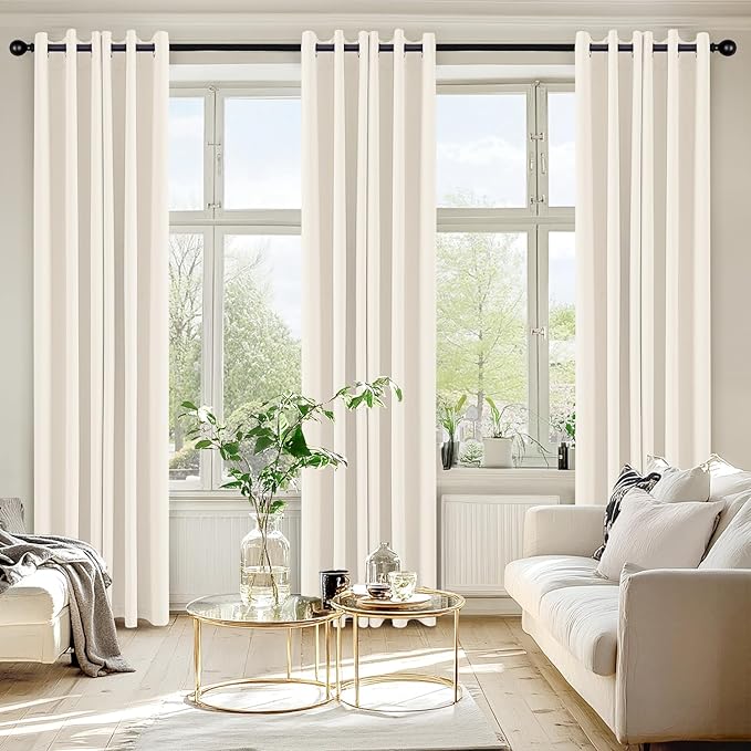 MIULEE Blackout Curtains for Bedroom 2 Panels 40 x 84 Inch Long Beige White | - Image 6