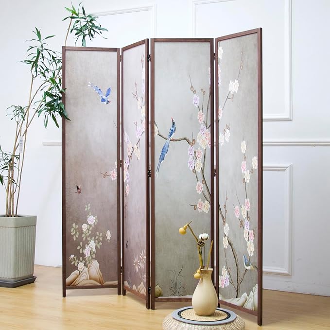 4 Panel Room Divider, 5.6 ft Tall Blackout Folding Privacy Screen - Image 4