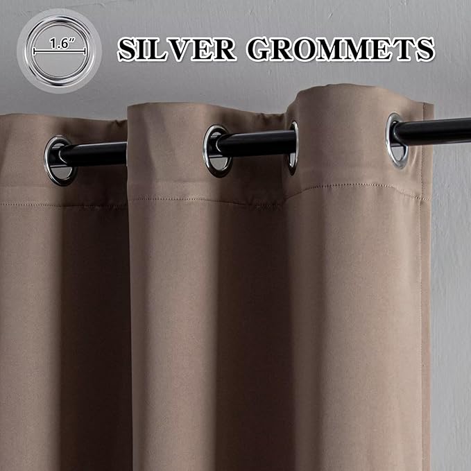 IGEMAEVE Blackout Curtains for Bedroom Grommet Khaki 65" W x 84" L | Bedroom | - Image 2