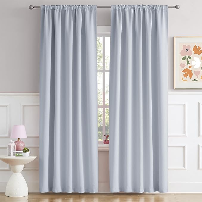 Silver Grey Curtains Room Darkening Curtains, Rod Pocket and Back Tab Thermal - Image 2