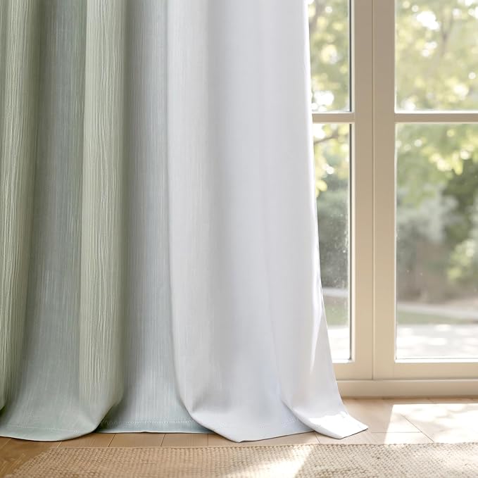 MIULEE Sage Green and Greyish White Ombre Blackout Curtains 52Wx72L | Full Room - Image 9