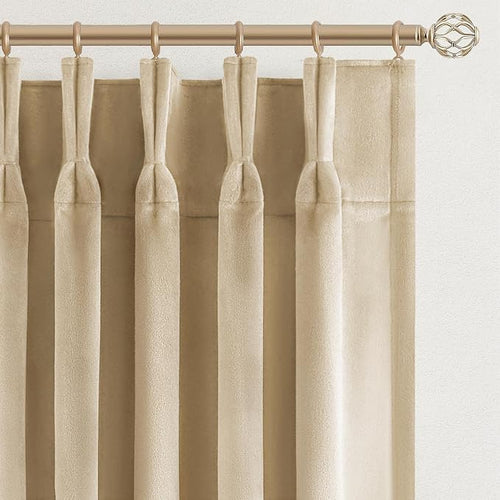102 Inch Long Custom Velvet Curtains, Modern White Tone Window Panels by Unknown