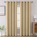CUCRAF Beige Blackout Curtains 90 inch Length 2 Panels Set, Room Darkening by CUCRAF