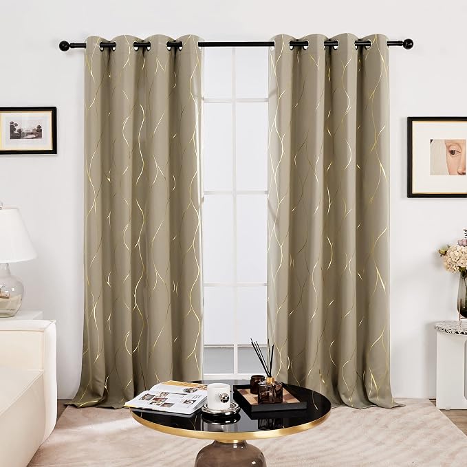 Deconovo Curtains for Living Room, Pattern Blackout Curtains 108 Inch Long | - Image 2