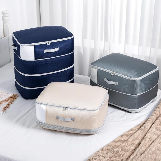 Comforter Storage Bag - 130L Large Capacity Blanket Storage Bags 4-Layer Ultra - Image 5