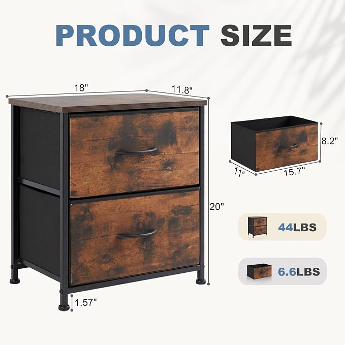DUMOS Nightstand Set of 2, Small Dresser - Image 3