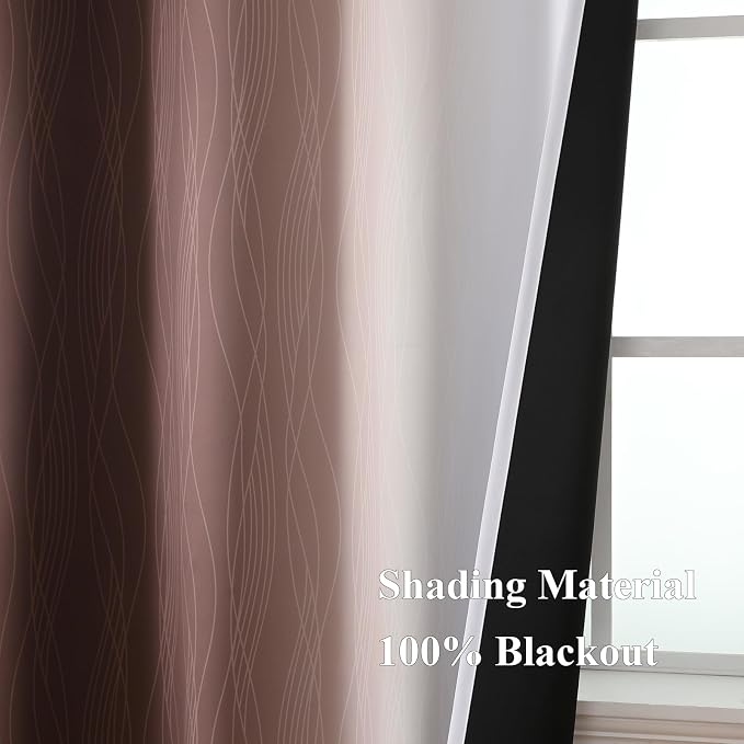 Brown and Greyish White Blackout Curtains 52Wx63L 2 Panels | Ombre Curtains - Image 5