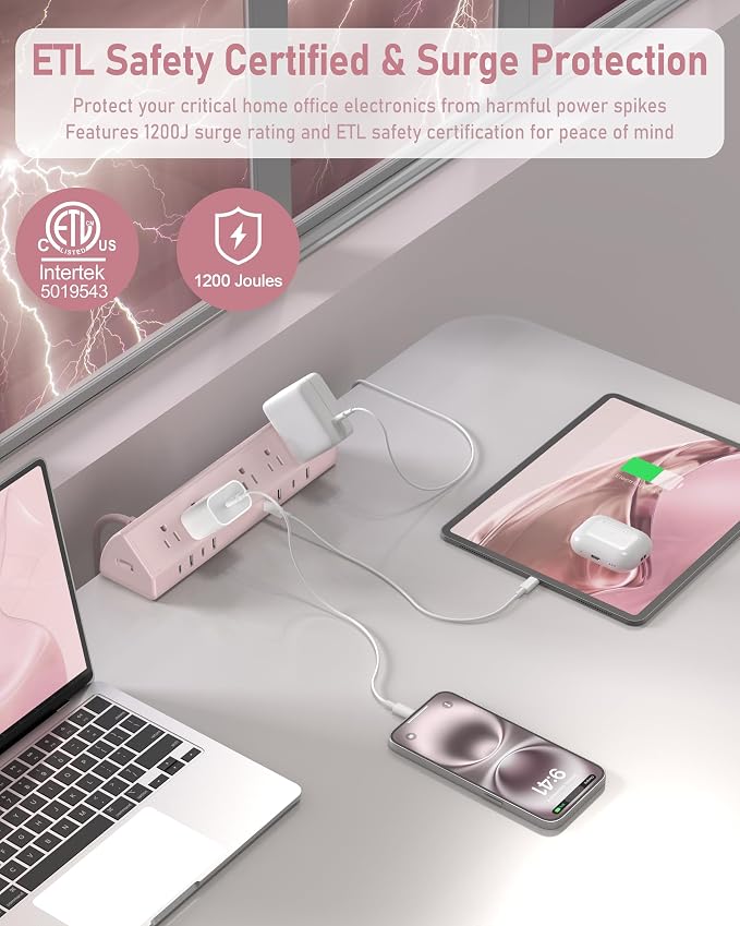 Jgstkcity Desk Clamp Power Strip USB C 45W, 8 USB, Fit 1.96'' Tabletop Edge - Image 3