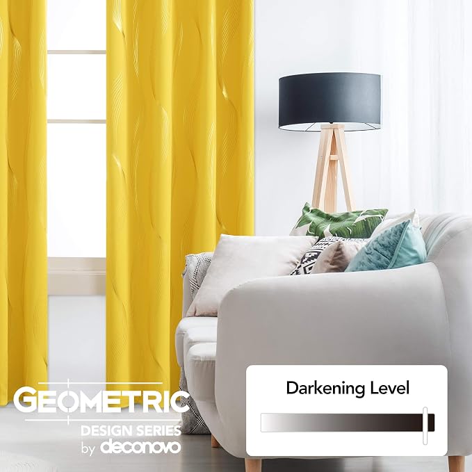 Deconovo Curtains for Living Room, Pattern Blackout Curtains 45 Inches Long | - Image 3