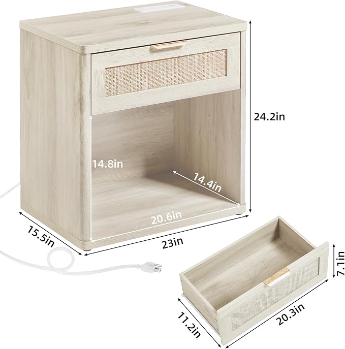 LEYAOYAO Rattan 23" Nightstands Set of 2 - Image 3