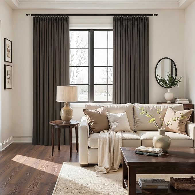 Dark Taupe Velvet Curtains 84 Inches Long - Image 9