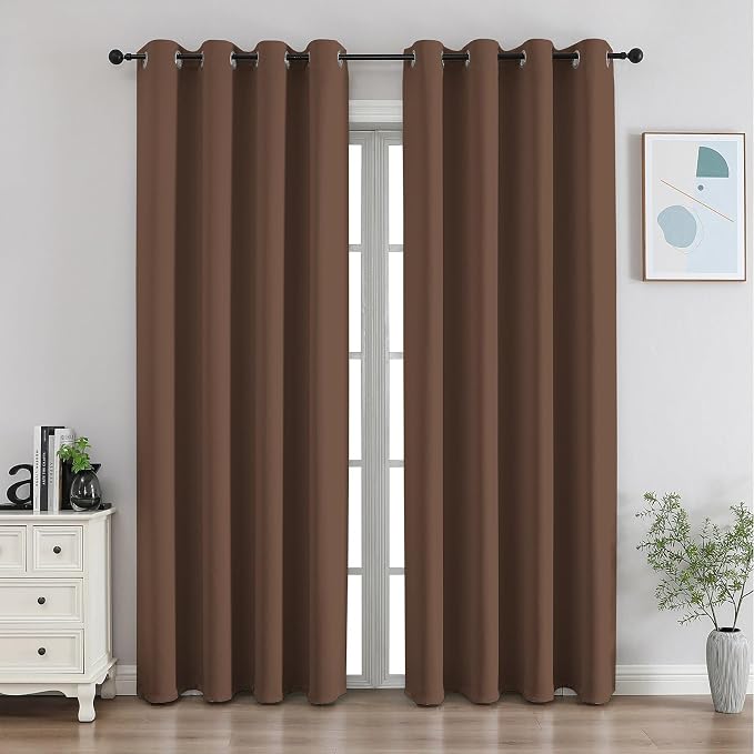 CUCRAF Brown Blackout Curtains 96 Inches Long, Thermal Insulated Noise Reducing by CUCRAF