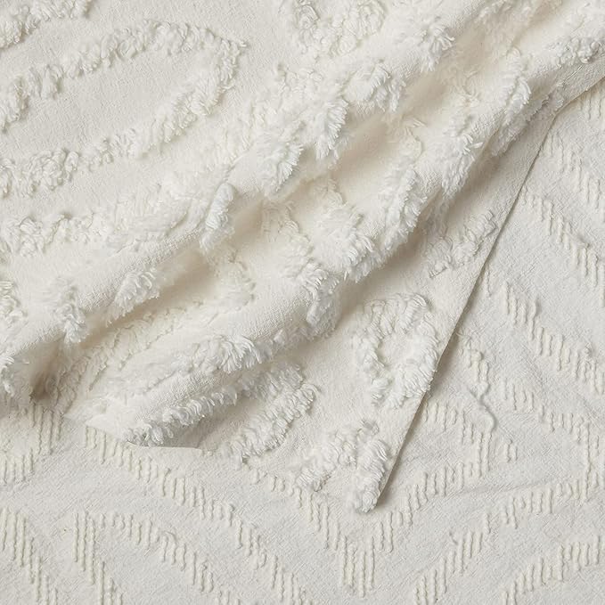 Beatrice Home Fashions Wedding Ring Standard Cotton Chenille Sham, Ivory | - Image 4