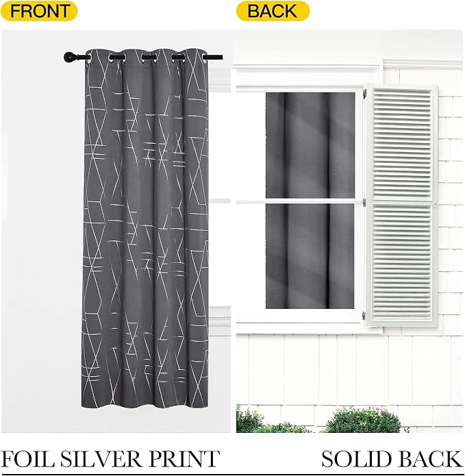 NICETOWN Blackout Curtains for Bedroom, Triangles Abstract Lines Geometric - Image 2