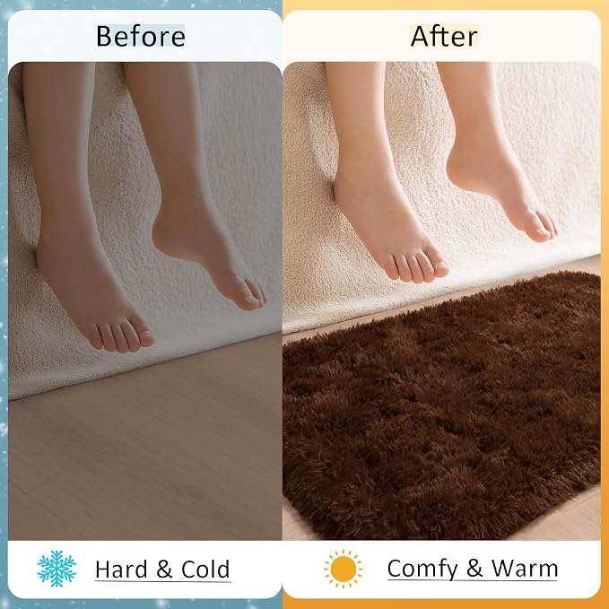 HOMORE Small Rugs for Bedroom 2x3 Feet Brown Rug for Bedside Living Room | Soft - Image 5