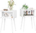 White Nightstand Set of 2, Small Bed Side Table by MMEOLUOOK