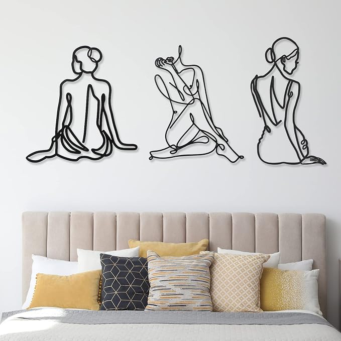 Photect 3 Pcs Metal Wall Art Decor Minimalist Abstract Woman Wall Art Metal - Image 7