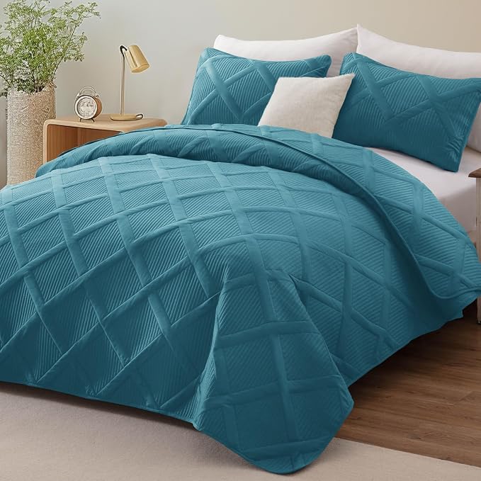 Exclusivo Mezcla California King Size Quilt, Teal | Soft Bedspreads - Image 2
