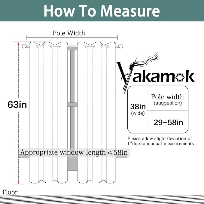 Yakamok Blackout Curtains 38x63 inch Stone Thermal Drapes-Bedroom | 2 panels - Image 3