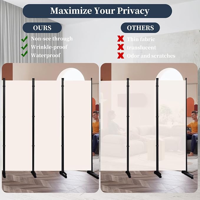 Room Divider Folding Privacy Screens W/Wheels, Divider - Image 4