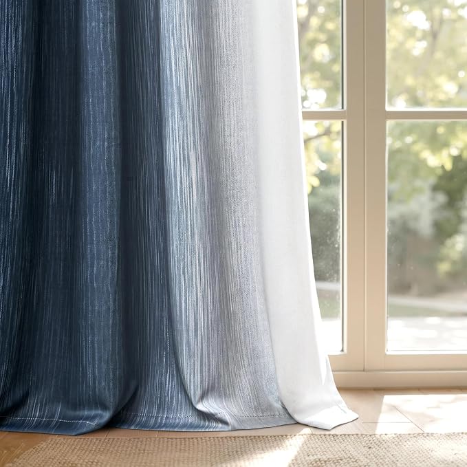 MIULEE Navy Blue and Greyish White Ombre Blackout Curtains 52Wx84L Set of 2 | - Image 9