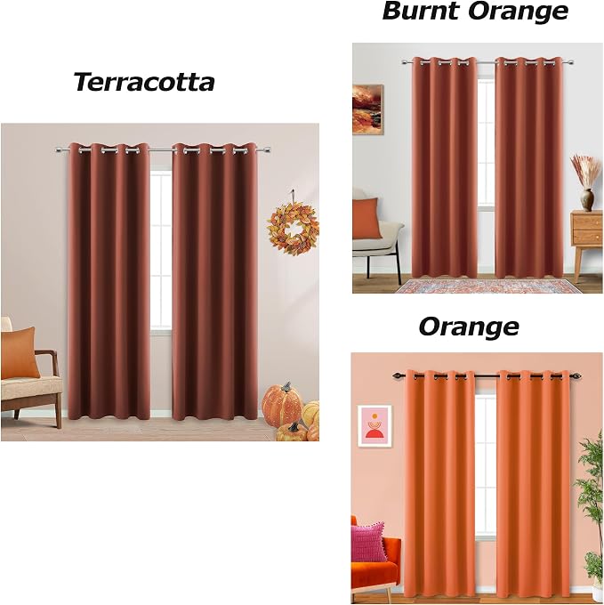 Rusty Orange Boho Curtains for Bedroom 2 Panels Set Light Blocking Winter - Image 2