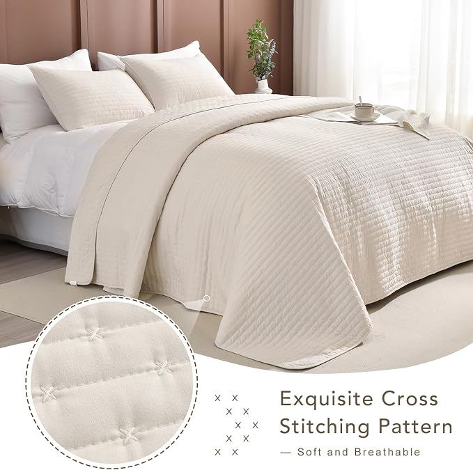 Lady Ann Oversized California King Size 120x120 Bedspread Set, Wheat Quilted - Image 2