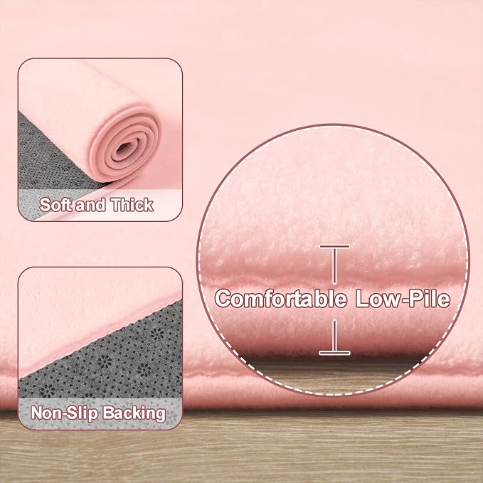 Modern Area Rugs for Bedroom Living Room, 4x6 Pink Memory Foam Rug | Thickened - Image 3