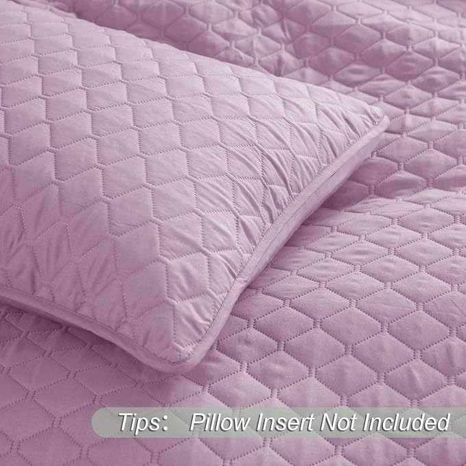 Exclusivo Mezcla Reversible King Size Quilt Bedding Set, Lilac | Lightweight - Image 5