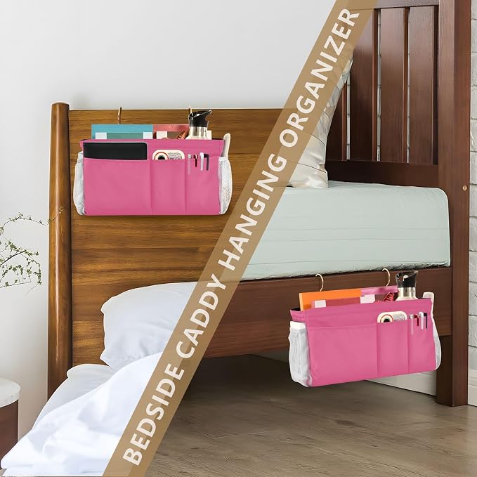 DOMIKING Neon Pink Bedside Caddy - Image 7