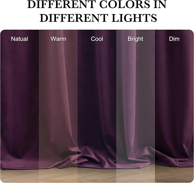 RYB HOME Purple Velvet Blackout Curtains 90 inches - Image 6