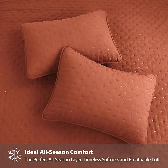 ROARINGWILD Burnt Orange Quilt Sets King Size - Image 4