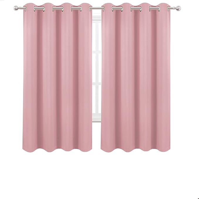 100% Blackout Curtains 52 x 72 Inch/Pink Curtains 2 Panels - Image 2