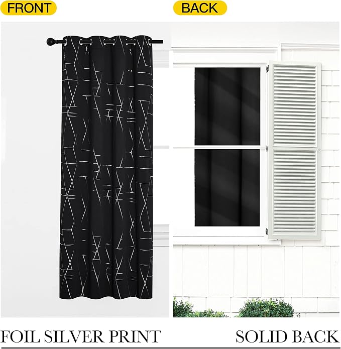 NICETOWN Blackout Curtains for Patio, Modern Foil Printed Geometric Line Home - Image 4