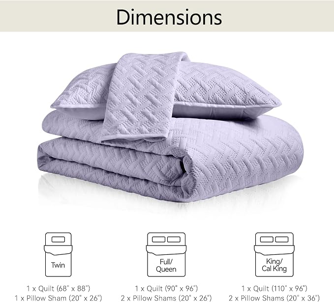 FLYMME Twin Quilt Set, Lightweight Lavender Bedspreads, Basket Weave Pattern - Image 7