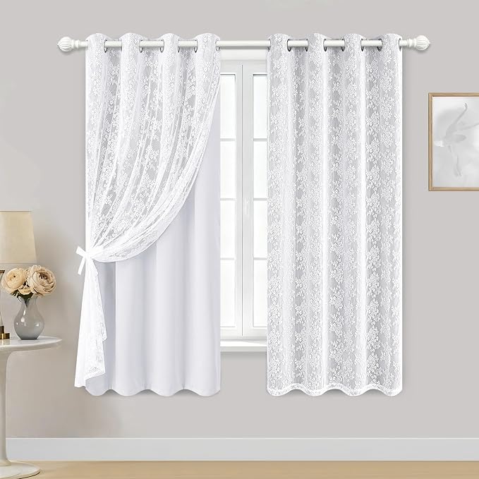 Yinhua Blackout Curtains for Bedroom Double Layer Grey Curtains for Living Room by yinhua
