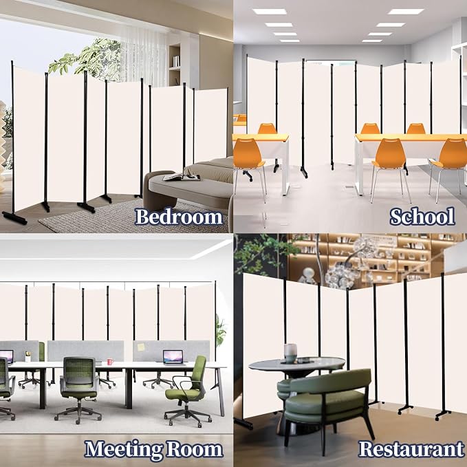 Room Divider Folding Privacy Screens W/Wheels, Divider - Image 7