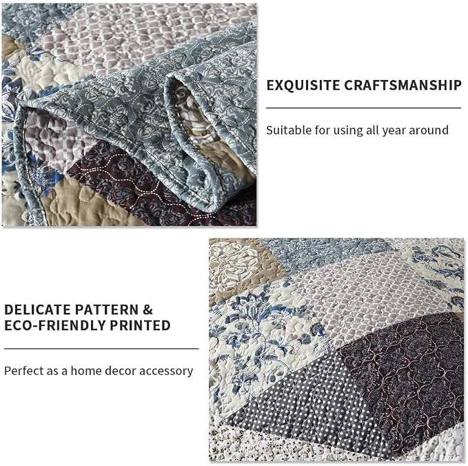 3-Piece Queen Quilt Set Quilted Bedspread Oversized Microfiber Lightweight - Image 4