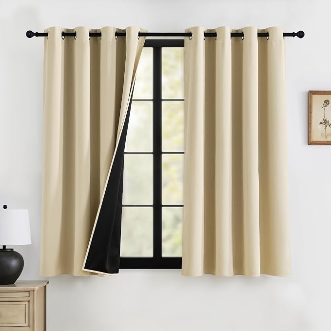 RYB HOME 100% Blackout Curtains 63 inches Length, Thermal Insulated | Total by RYBHOME