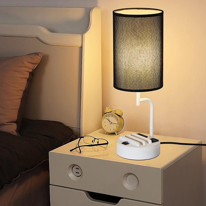 Dreamholder Table Lamp with 3 USB Charging Ports, Modern Desk Lamp with AC - Image 6