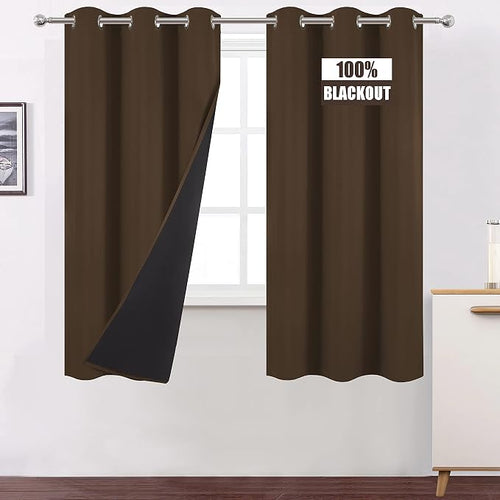 100% Blackout Curtains 40 x 63 Inch/Chocolate Brown Curtains 2 Panels by Lemomo