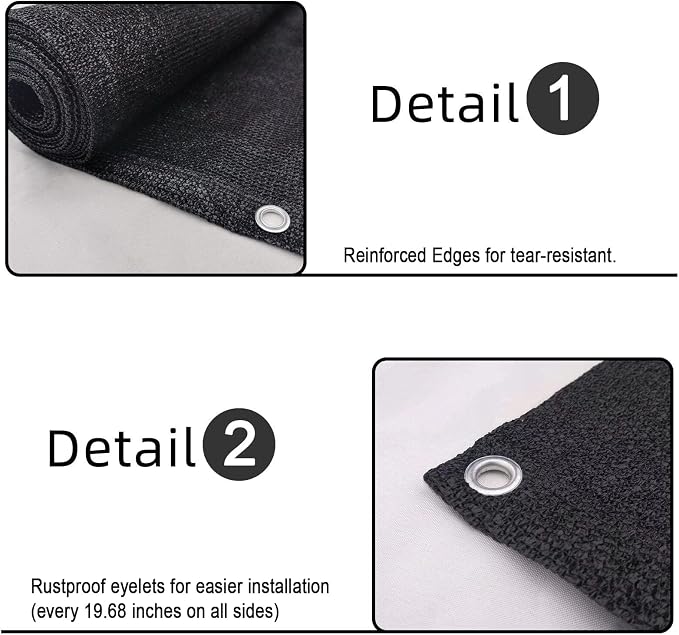 Custom Size 3'x5' Black Balcony Privacy Screen 90% UV Block | Windscreen Fence - Image 4